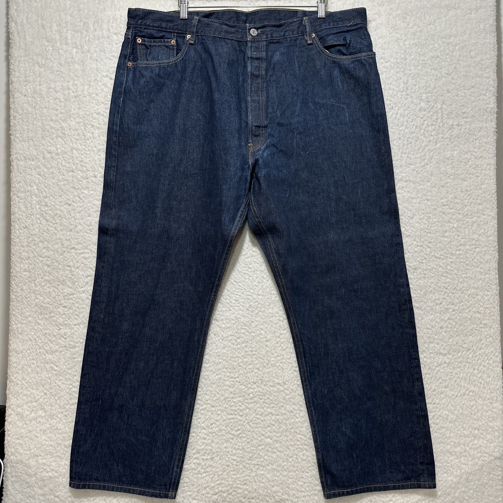 Levi's 501 Jeans Blue Dark Wash Original Fit Straight Leg Button Fly Size 46‎